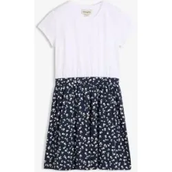 bonprix Jerseykleid aus elastischem Bio-Baumwoll-Mixweiß 158Mädchen
