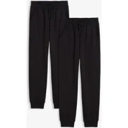 bonprix Jogginghose aus weichem Baumwoll-Mix (2er Pack)schwarz 164Knaben