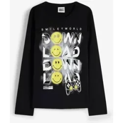 bonprix Smiley World Langarmshirt aus reiner Baumwolleschwarz 158Knaben