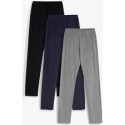 bonprix Leggings aus elastischem Bio-Baumwoll-Mix (3er Pack)schwarz 140Mädchen