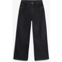 bonprix Wide-Leg-Jeans Mid Waistschwarz 164Mädchen