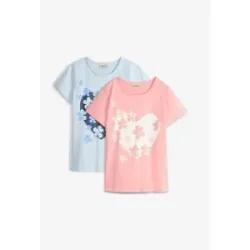 bonprix T-Shirt aus reiner Bio-Baumwolle (2er Pack)blau 152Mädchen