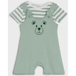 bonprix T-Shirt und Latzshorts aus reiner Bio-Baumwolle (2-tlg. Set)grün 80Knaben