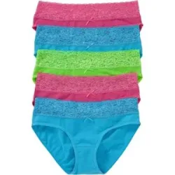 bonprix Slip mit weicher Baumwolle und Spitze (5er Pack)blau 44Damen