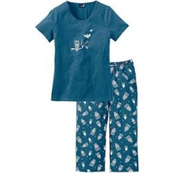 bonprix Capri Pyjama mit kurzen Ärmelnpetrol 52Damen