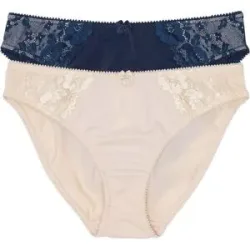 bonprix Slip Packung, 2 Stk. klassische Passform, zarte florale Spitze, 2er Pack