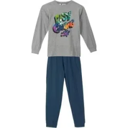 bonprix Pyjama mit weicher Bio-Baumwolle  (2-tlg. Set)grau 140Knaben