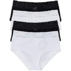 bonprix Maxipanty mit weicher Bio-Baumwolle und Spitze (4er Pack)schwarz 48Damen