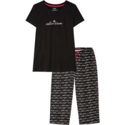 bonprix Capri Pyjama aus reiner Baumwolleschwarz 36Damen