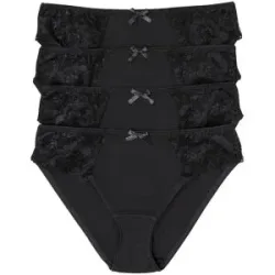 bonprix Slip mit weicher Baumwolle und Spitze (4er Pack)schwarz 40Damen