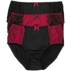 bonprix Maxislip aus Microfaser und mit Spitze (3er Pack)schwarz 56Damen