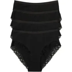 bonprix Maxislip mit Bio-Baumwolle und Spitze (4er Pack)schwarz 40Damen