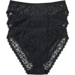 bonprix High-Leg Maxislip aus recycelter Spitze (3er Pack)schwarz 36Damen