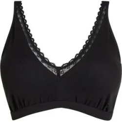 bonprix Geripptes Bralette mit Bio-Baumwolle und Spitzeschwarz 42Damen