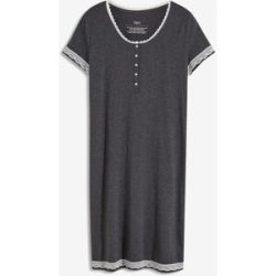 bonprix Nachthemd mit Knopfleiste und zarter Spitzegrau 56Damen