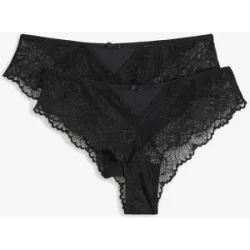 bonprix Brazilslip mit zarter Spitze (2er Pack)schwarz 32Damen
