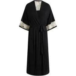 bonprix Langer Viskose Kimono mit Stickereischwarz 52Damen