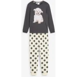 bonprix Pyjama aus reiner Bio-Baumwolle  (2-tlg. Set)grau 164Mädchen
