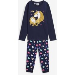 bonprix Pyjama Set, 2 bequeme Passform, aus Baumwolle, mit coolem Motiv