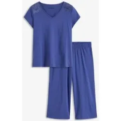 bonprix Capri Pyjama mit weiter Culotteblau 48Damen