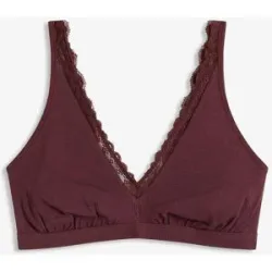 bonprix Geripptes Bralette mit Bio-Baumwolle und Spitzerot 40Damen