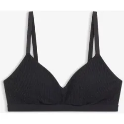 bonprix Gepolstertes Bralette ohne Bügel aus gerippter Bio-Baumwolleschwarz 44Damen