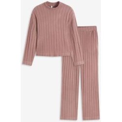 bonprix Weit geschnittener Loungewear Hausanzug aus weicher Rippebraun 48Damen