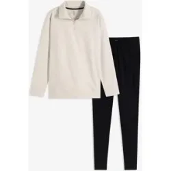bonprix Loungewear Sweat Hausanzug mit Leggingsweiß 52Damen