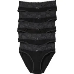 bonprix Slip mit weicher Baumwolle und Spitze (5er Pack)schwarz 56Damen