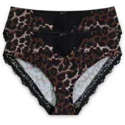 bonprix Maxislip mit zarter Spitze (2er Pack)schwarz 36Damen