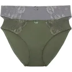 bonprix Slip mit zarter Spitze (2er Pack)grün 40Damen