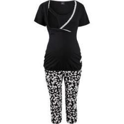 bonprix Capri Still Pyjama mit Bio-Baumwolleschwarz 36Damen