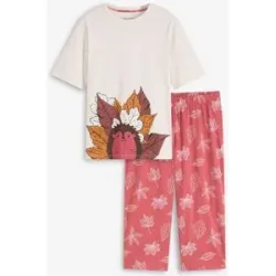 bonprix Capri Pyjama aus reiner Bio-Baumwolleweiß 40Damen
