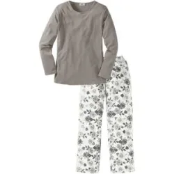 bonprix Pyjama aus reiner Bio-Baumwollegrau 32Damen