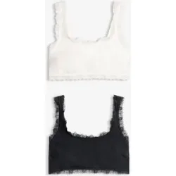 bonprix Bustier mit Bio-Baumwolle ?und Spitze (2er Pack)schwarz 40Damen