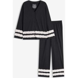 bonprix Pyjama aus softem Viskose-Mixschwarz 36Damen