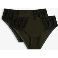 bonprix Maxislip mit zarter Spitze (2er Pack)grün 44Damen
