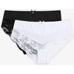 bonprix Panty mit feiner Spitze (2er Pack)schwarz 52Damen