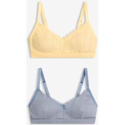 bonprix Gepolstertes Bralette ohne Bügel  mit Ajour aus Bio-Baumwolle (2er Pack)gelb 36Damen