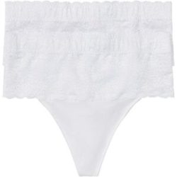 bonprix String Packung, 2 Stk. mit breitem Spitzenbund, elastisches Material, figurbetonte Passform