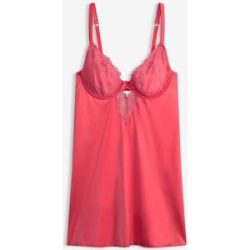 bonprix Babydoll aus glänzendem Material und floraler Glitzerstickereipink 85Damen