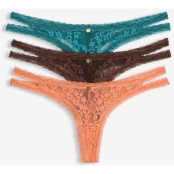 bonprix Tanga String mit floraler Spitze (3er Pack)braun 48Damen