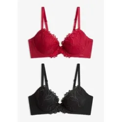 bonprix Schalen-BH mit zarter Stickerei (2er Pack)rot 95Damen