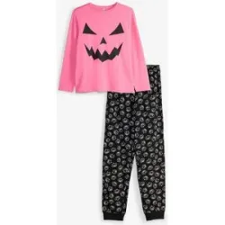 bonprix Pyjama aus reiner Bio-Baumwolle (2-tlg. Set)schwarz 164Kinder