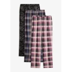 bonprix Pyjamahose aus reiner Baumwolle (3er Pack)schwarz 44Damen