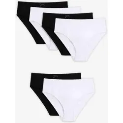 bonprix Damen Highleg Slip mit Baumwolle (6er Pack)schwarz 60Damen