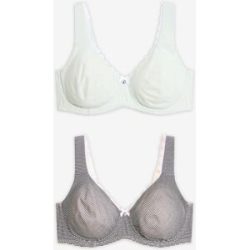 bonprix Ungepolsterter T-Shirt BH mit Bügel mit Bio-Baumwolle (2er Pack)schwarz 85Damen