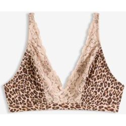 bonprix Bralette ohne Bügel mit weichem Futter und Leopardenmusterbeige 80Damen