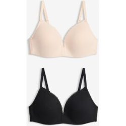 bonprix Schalen-BH ohne Bügel mit Baumwolle (2er Pack)beige 70Damen
