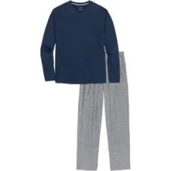 bonprix Pyjama mit Baumwolle und langen Ärmelnblau 48Herren
